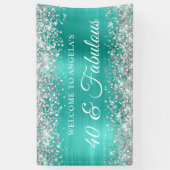 Silver Glitzer Turquoise Foil 40 & Fabulous Banner (Vertikal)