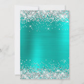 Silver Glitzer Turquoise Foil Birthday Celebration Einladung (Rückseite)