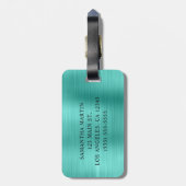 Silver Glitzer Turquoise Foil Extravagant Monogram Gepäckanhänger (Rückseite vertikal)