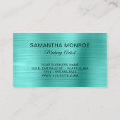 Silver Glitzer Turquoise Foil Extravagant Monogram Visitenkarte (Rückseite)