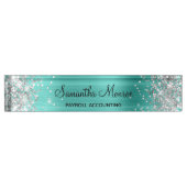 Silver Glitzer Turquoise Foil Namensplakette (Vorderseite)
