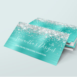 Silver Glitzer Turquoise Foil Online Store Visitenkarte