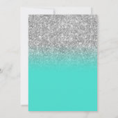 Silver Glitzer Turquoise Ombre Oval Foto Save The Date (Rückseite)