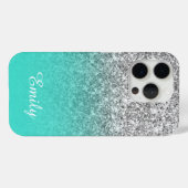 Silver Glitzer Turquoise Ombre Personalisiert Case-Mate iPhone Hülle (Rückseite (Horizontal))