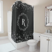 Silver Glitzer und Black elegant Mit Monogramm Duschvorhang (Beispiel)