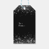 Silver Glitzer und Black elegant Mit Monogramm Geschenkanhänger (Rückseite)
