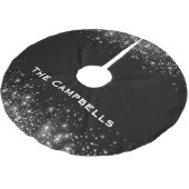 Silver Glitzer und Black elegant Mit Monogramm Polyester Weihnachtsbaumdecke (Schrägansicht)