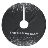 Silver Glitzer und Black elegant Mit Monogramm Polyester Weihnachtsbaumdecke (Vorderseite)