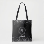 Silver Glitzer und Black elegant Mit Monogramm Tasche (Vorderseite)