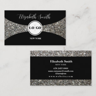 Silver Glitzer und Black Logo Visitenkarte