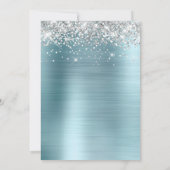 Silver Glitzer und Blue Foil Babydusche Einladung (Rückseite)