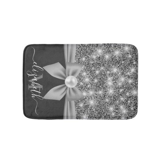 Silver Glitzer und Bow Badematte (Vorderseite)