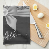 Silver Glitzer und Bow Geschirrtuch (Viertel Falte)