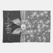 Silver Glitzer und Bow Geschirrtuch (Horizontal)