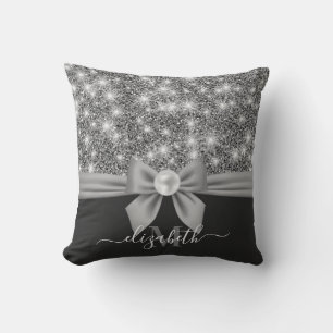 Silver Glitzer und Bow Kissen