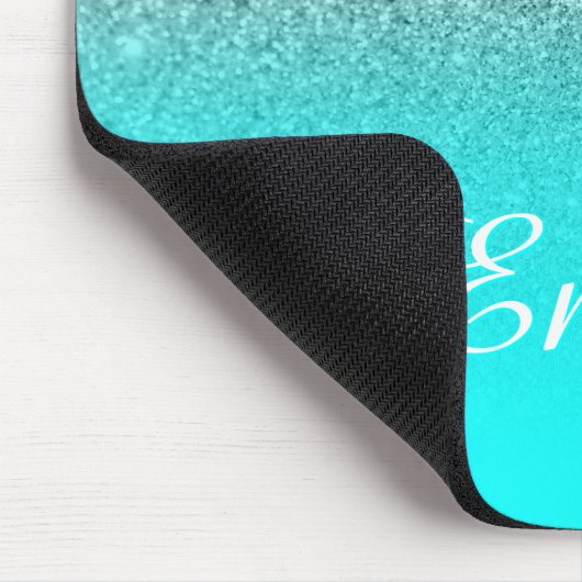Silver Glitzer und Bright Aqua Ombre Mousepad (Ecke)