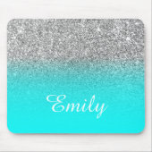 Silver Glitzer und Bright Aqua Ombre Mousepad (Vorne)