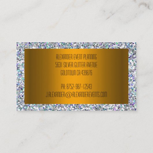 Silver Glitzer und Gold Visitenkarte (Rückseite)