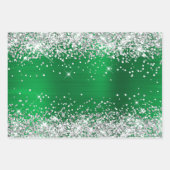 Silver Glitzer und Helle Holiday Green Ombre Foil Geschenkpapier Set (Vorderseite)
