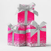 Silver Glitzer und Hot Pink Geschenkpapier Set
