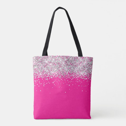 Silver-Glitzer und Hot-Pink-Monogramm Tasche (Rückseite)