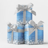 Silver Glitzer und Light Blue Ombre Foil Geschenkpapier Set
