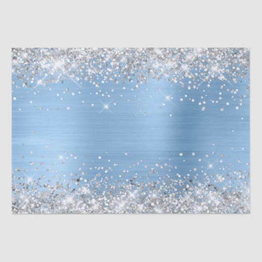 Silver Glitzer und Light Blue Ombre Foil Seidenpapier (Vorderseite)