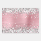 Silver Glitzer und Light Pink Ombre Foil Geschenkpapier Set (Vorderseite)