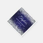 Silver Glitzer und Navy Blue 40. Geburtstag Serviette (Ecke)