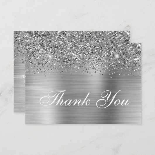 Silver Glitzer und Ombre Foil Dankeskarte (Vorne/Hinten)