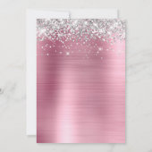 Silver Glitzer und Pink Foil Babydusche Einladung (Rückseite)