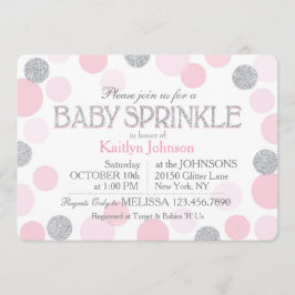 Silver Glitzer und Pink Scattered Dots Baby Dusche Einladung