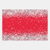 Silver Glitzer und Rot Geschenkpapier Set (Vorderseite 3)