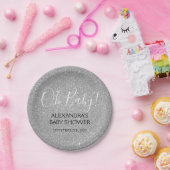 Silver Glitzer und Sparkle Oh Baby! Dusche Pappteller (Party)