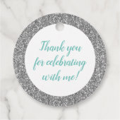 Silver Glitzer und Türkis Quince Años Geschenkanhänger (Rückseite)