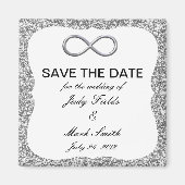Silver Glitzer Unendlichkeit Speichern des Datumsf Magnet (Vorne)