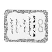 Silver Glitzer Unendlichkeit Speichern des Datumsf Magnet (Horizontal)