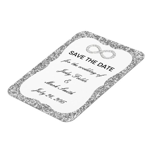 Silver Glitzer Unendlichkeit Speichern des Datumsf Magnet (Linke Seite)