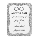 Silver Glitzer Unendlichkeit Speichern des Datumsf Magnet (Vertikal)