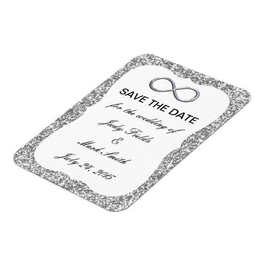 Silver Glitzer Unendlichkeit Speichern des Datumsf Magnet (Linke Seite)
