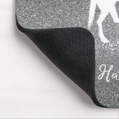 Silver Glitzer Unicorn Mouse Pad Mousepad (Ecke)