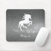 Silver Glitzer Unicorn Mouse Pad Mousepad (Mit Mouse)