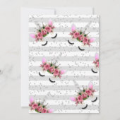 Silver Glitzer Unicorn Princess Baby Dusche Einladung (Rückseite)