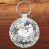 Silver Glitzer Unicorn Schlüsselanhänger (Vorderseite)