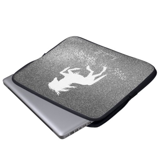 Silver Glitzer Unicoron Notebook-Sieb Laptopschutzhülle (Vorne Knopf)