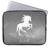 Silver Glitzer Unicoron Notebook-Sieb Laptopschutzhülle (Vorderseite)