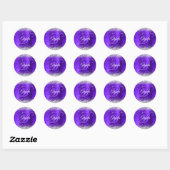 Silver Glitzer Violet Extravagant Monogramm Runder Aufkleber (Blatt)