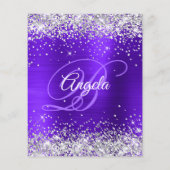 Silver Glitzer Violet Indigo 40. Geburtstag Einlad Flyer (Hinten)