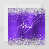 Silver Glitzer Violet Lila Extravagant 75. Geburts Einladung (Rückseite)