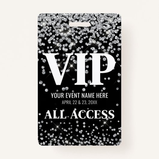 Silver Glitzer VIP-Ereignis Ausweis (Vorderseite)